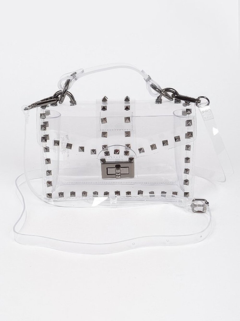 Studded Top Handle Transparent Bag